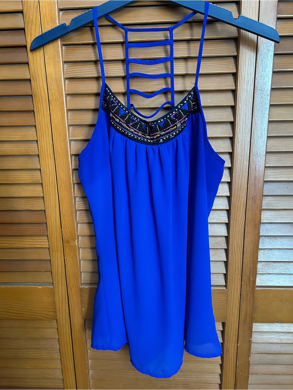 Studio Y Beaded Ladder-Back Cami Top - Royal Blue